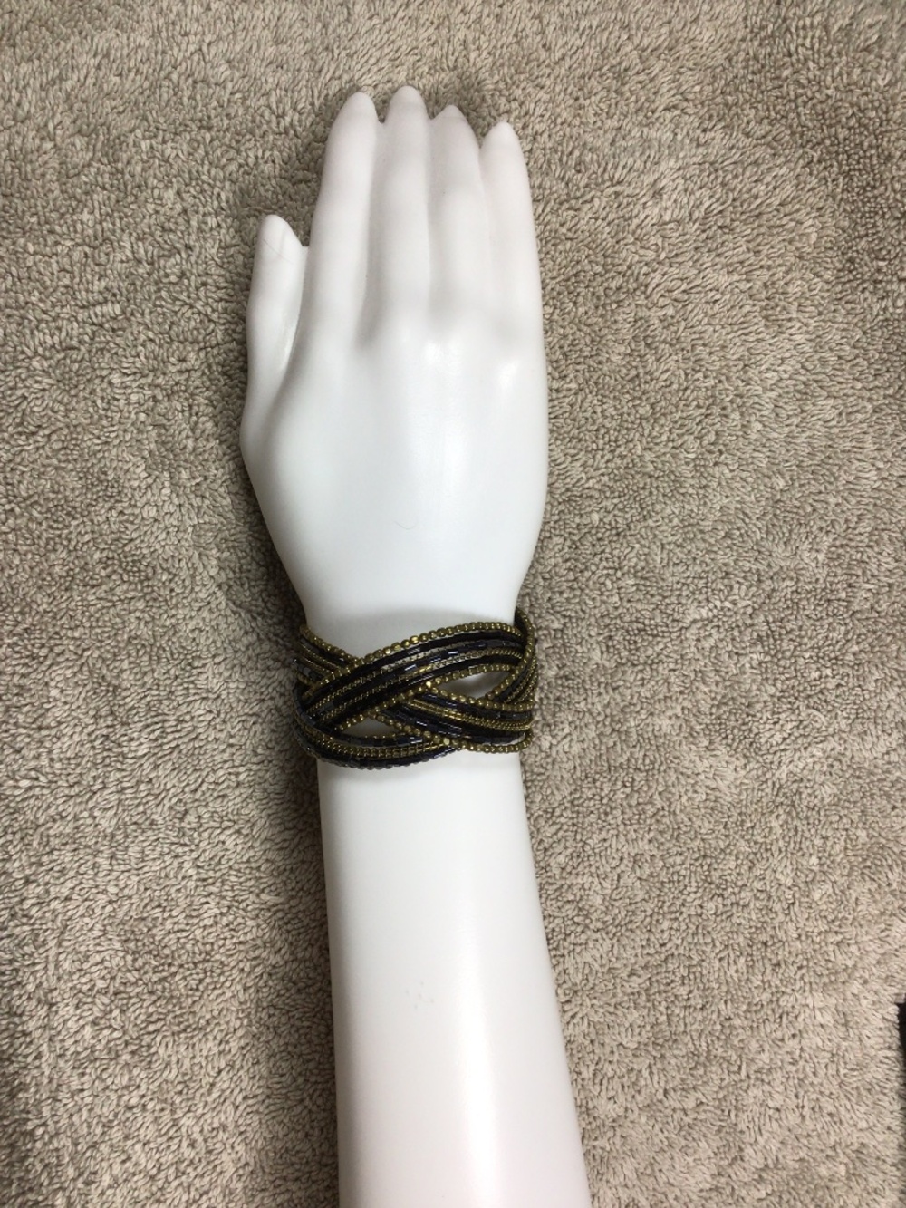 Braided Bead Boho Wire Cuff Bracelet